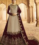 Beige Embroidered Faux Georgette Salwar