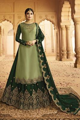 Green Embroidered Faux Georgette Salwar 1