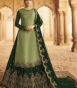 Green Embroidered Faux Georgette Salwar