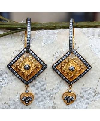 Bali Geometric Gold Dangler Earrings 1