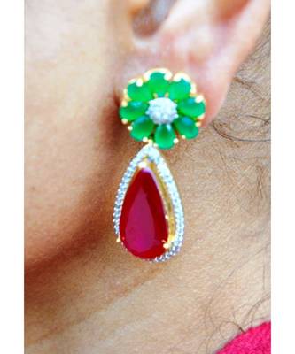 Emerald Ruby Drop Dangler Earrings 1