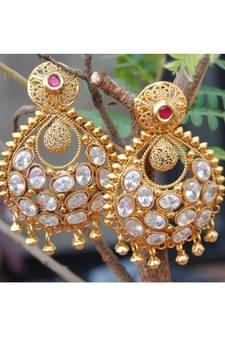 Filigree Kundan Ruby Dangler Earrings