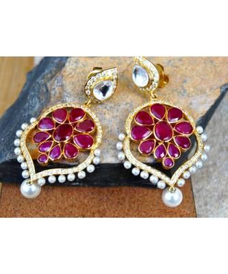 Ruby Pearl Dangler Earrings 1