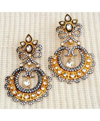 Gold Kundan Dangler Earrings 1