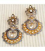 Gold Kundan Dangler Earrings