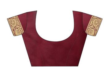 Maroon woven banarasi silk saree with blouse 3