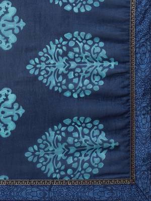Blue printed georgette saree with blouse 4