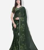 Green printed georgette saree with blouse