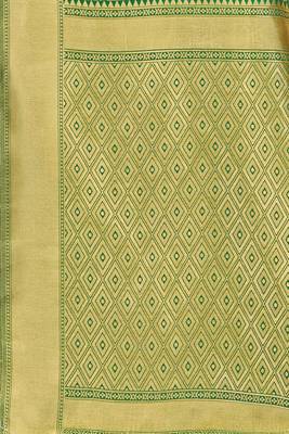 Green woven banarasi silk saree with blouse 4
