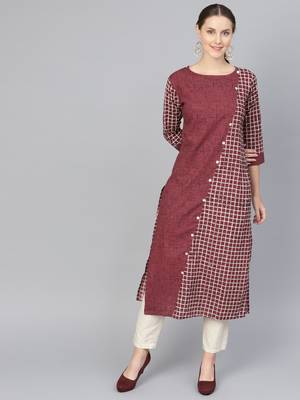 Maroon printed Cotton kurti 1
