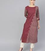 Maroon printed Cotton kurti