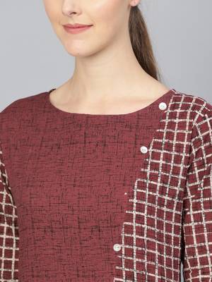 Maroon printed Cotton kurti 2