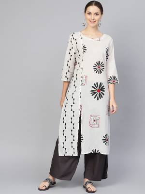White printed Cotton kurti 1