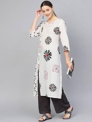 White printed Cotton kurti 2