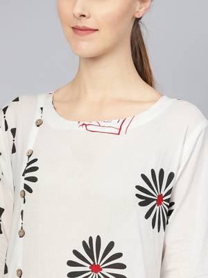 White printed Cotton kurti 3