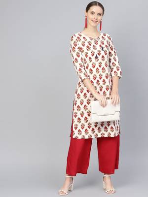 Red printed Cotton kurti 1