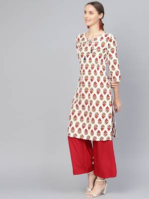 Red printed Cotton kurti 2
