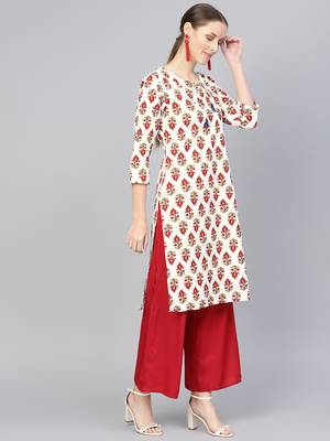 Red printed Cotton kurti 3