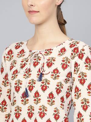 Red printed Cotton kurti 4