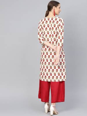 Red printed Cotton kurti 5
