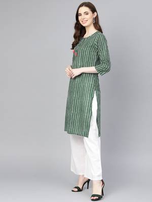 Green printed Cotton kurti 2