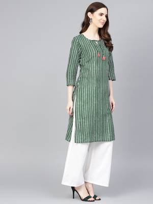 Green printed Cotton kurti 3