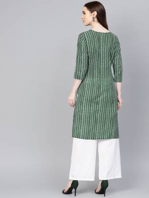 Green printed Cotton kurti 5