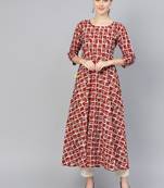 Maroon printed Cotton kurti
