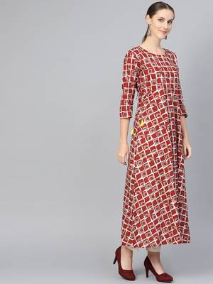 Maroon printed Cotton kurti 2