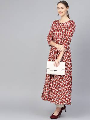 Maroon printed Cotton kurti 3
