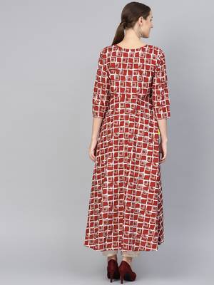 Maroon printed Cotton kurti 5