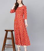 mustard printed Cotton kurti