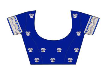 Blue woven banarasi silk saree with blouse 3