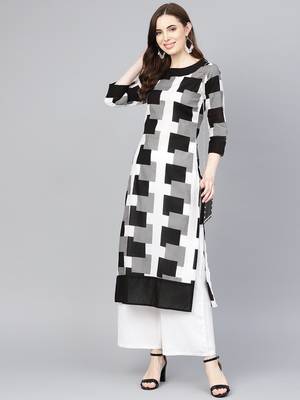 Black printed Cotton kurti 1