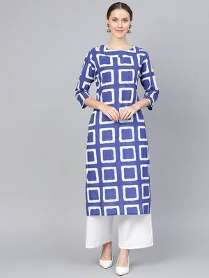 Blue printed Cotton kurti 1