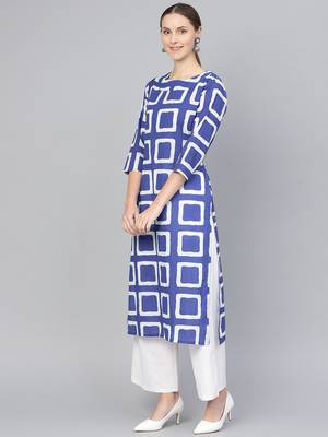 Blue printed Cotton kurti 3