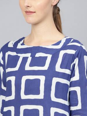 Blue printed Cotton kurti 4