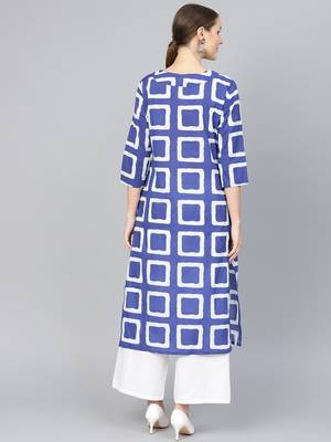 Blue printed Cotton kurti 5