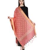 Pink Gold Block Print Chanderi Cotton Silk Dupatta