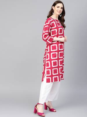 Pink printed Cotton kurti 2