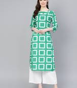 Green printed Cotton kurti