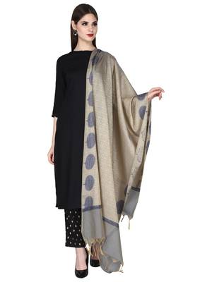 Grey Gold Banarasi Art Silk Woven Design Dupatta 2