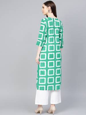 Green printed Cotton kurti 5