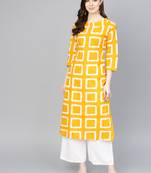 Yellow printed Cotton kurti