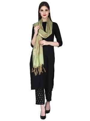 Green Gold Banarasi Art Silk Woven Design Dupatta 2