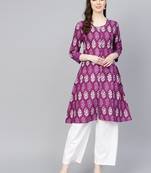 purple printed Cotton kurti
