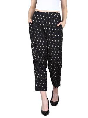 Black Rayon Printed Pants 1