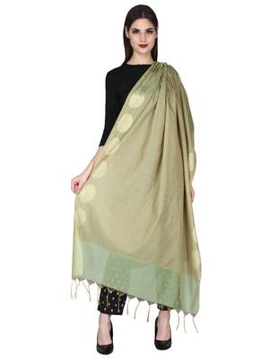 Green Gold Banarasi Art Silk Woven Design Dupatta 3