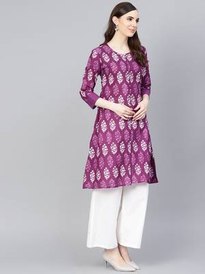 purple printed Cotton kurti 2