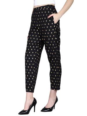 Black Rayon Printed Pants 2